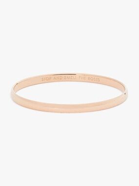 Kate Spade Rose Gold Engraved Slim Bangle Bracelet - Stop and Smell the Roses